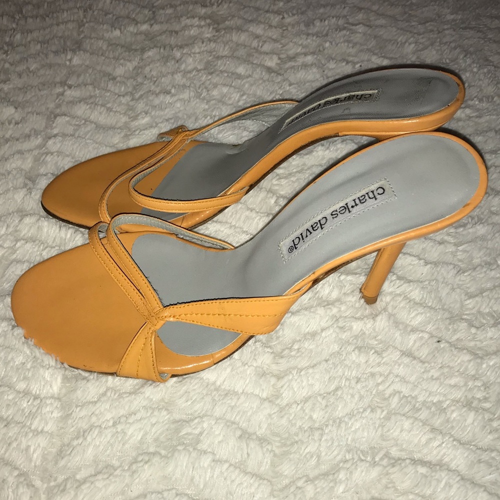 Charles David Leather Slide Sandals Orange 8B
